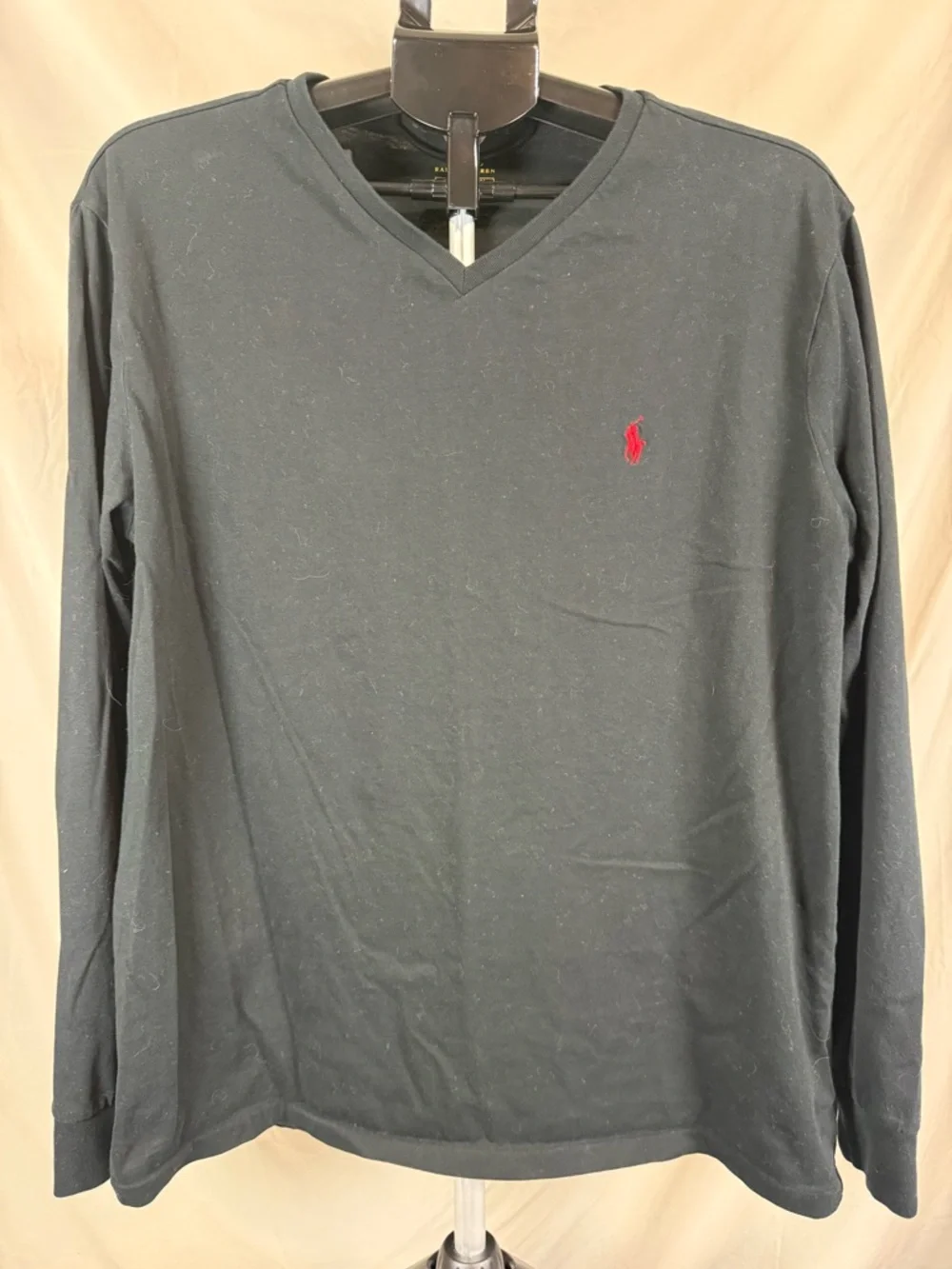Polo Ralph Lauren Long Sleeve V-Neck Tee - Navy‎ - Large